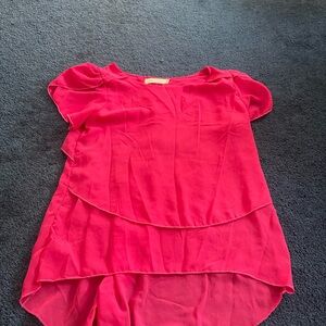 Hot Pink bright Layered Women's Blouse